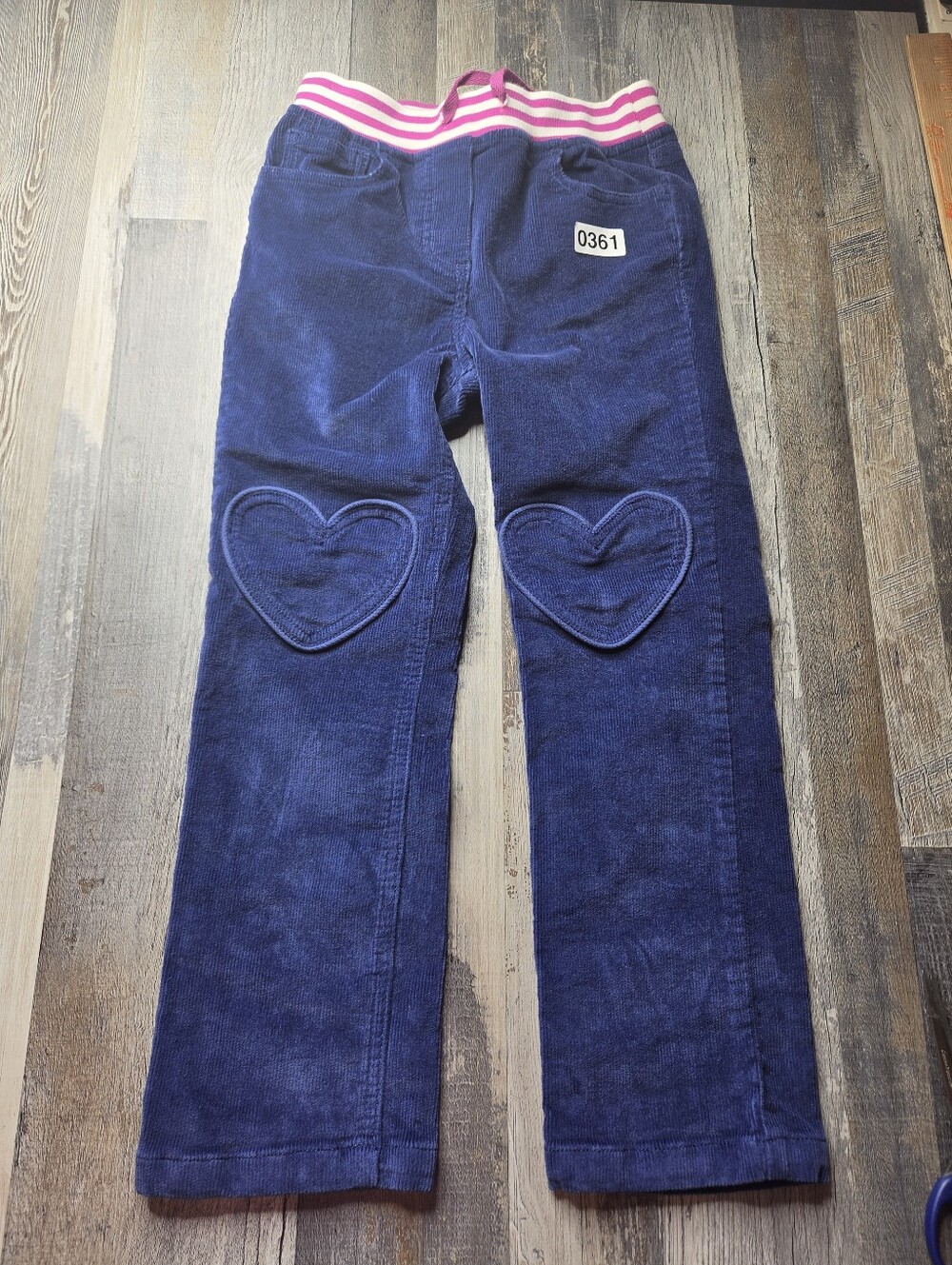 Mini Boden Girls 8Y Blue Cordoruy Pants Heart Pockets